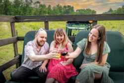 3 people taking a guided shuttle tour at LWV in Wooster Ohio