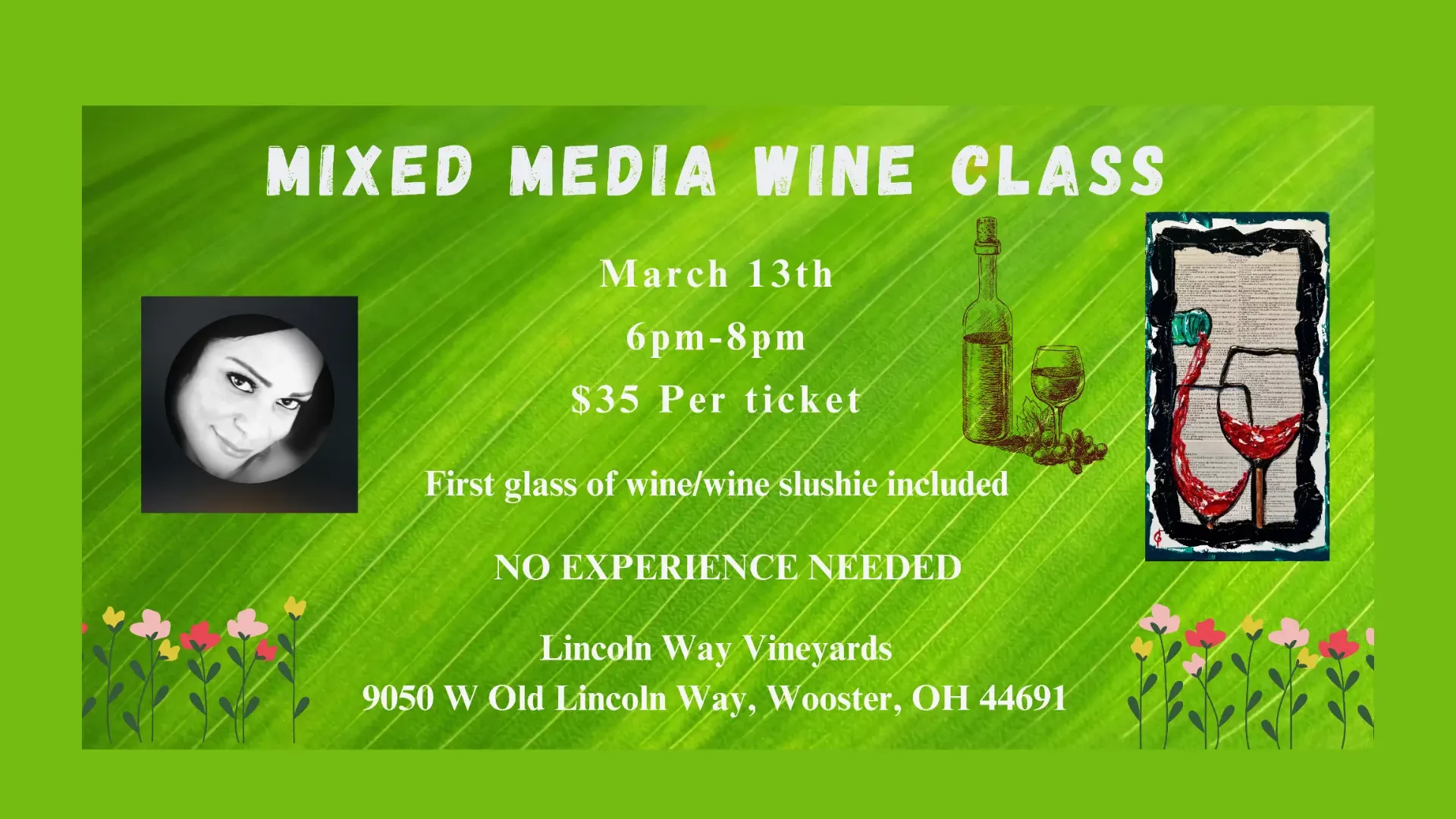 Mixed Media Wine Class March 13 at Lincoln Way Vineyards