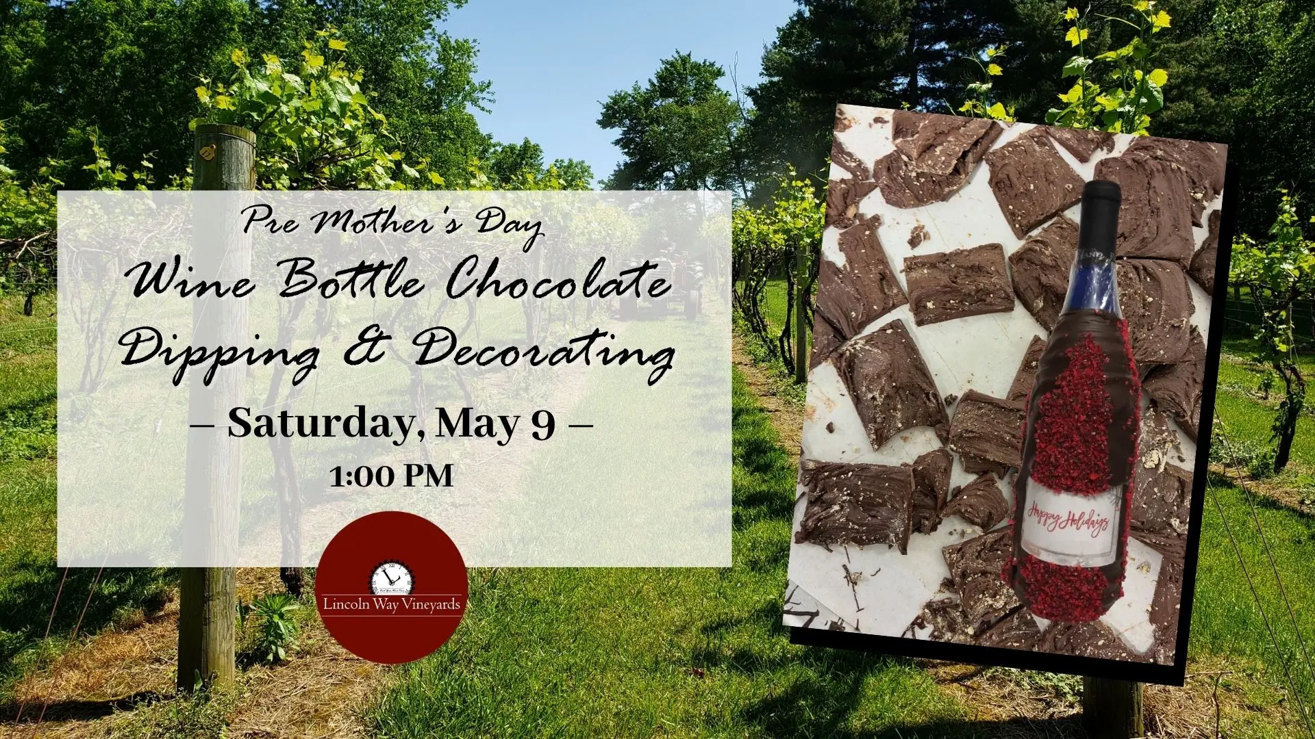 Wine Bottle Dipping and Decorating Class Flyer